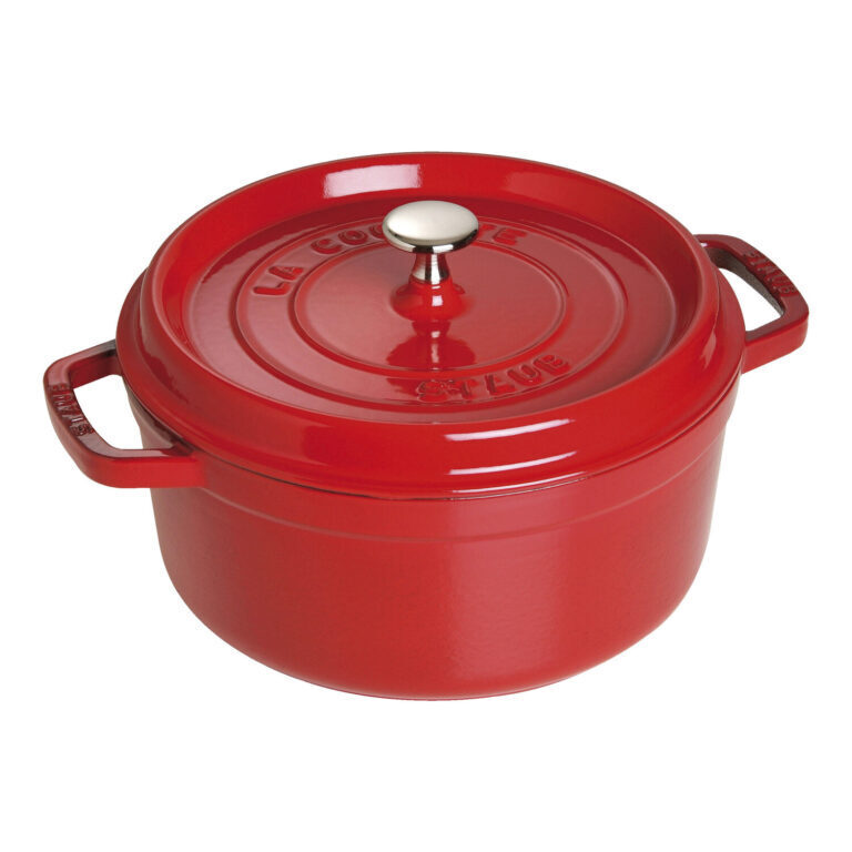 Cocotte ronde en fonte 24cm rouge cerise – Staub