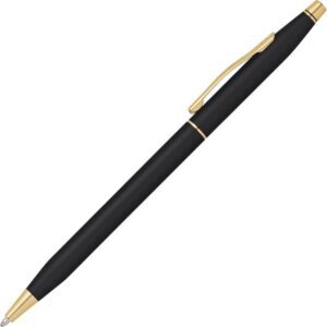 Stylo bille Cross Classic Century noir satiné, attributs plaqués or 23 carats